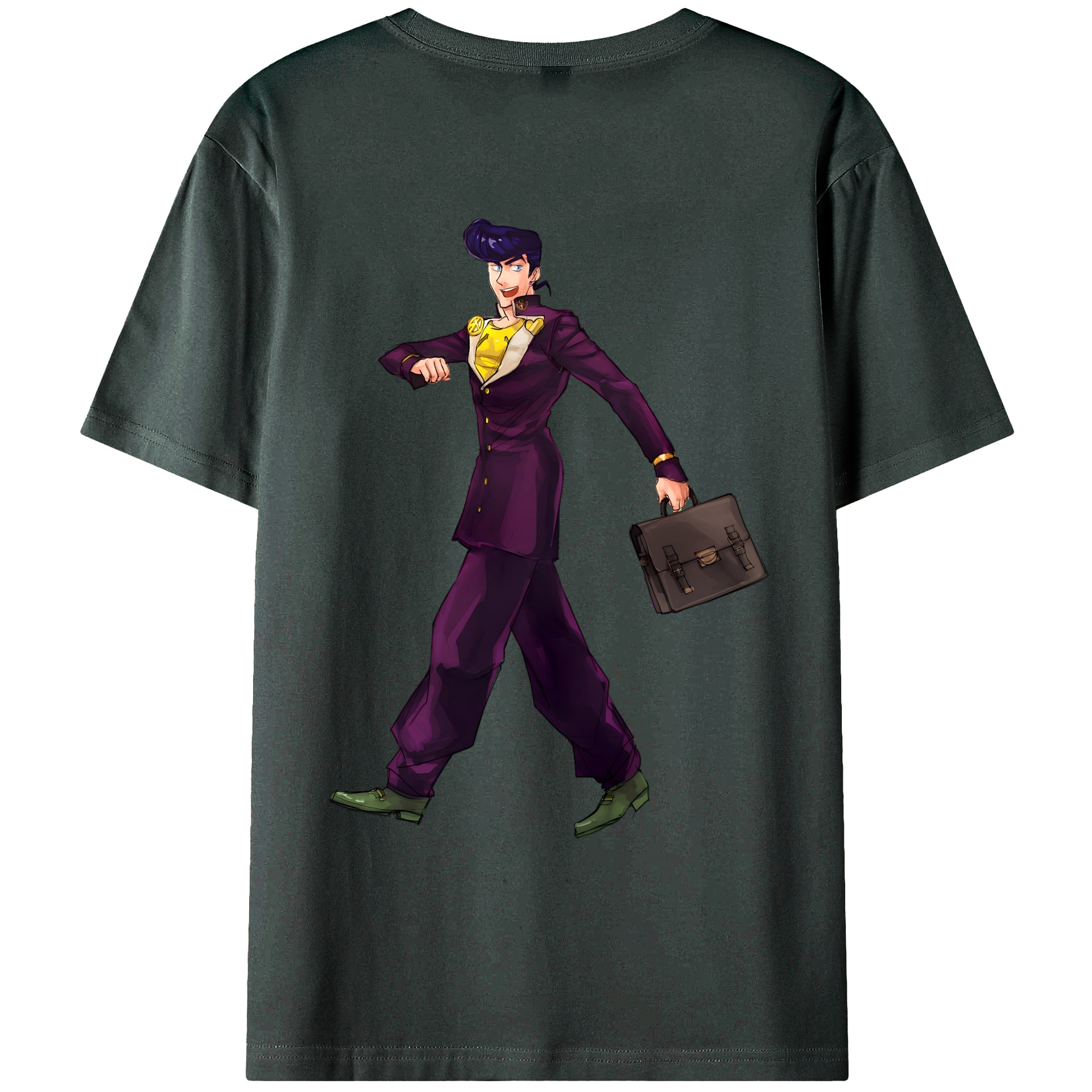 （画像用） ジョジョの奇妙な冒険 ひがしかた じょうすけ JoJo's Bizarre Adventure Higashikata Josuke 綿100％ メンズ半袖Tシャツ（バックプリント） 通気性